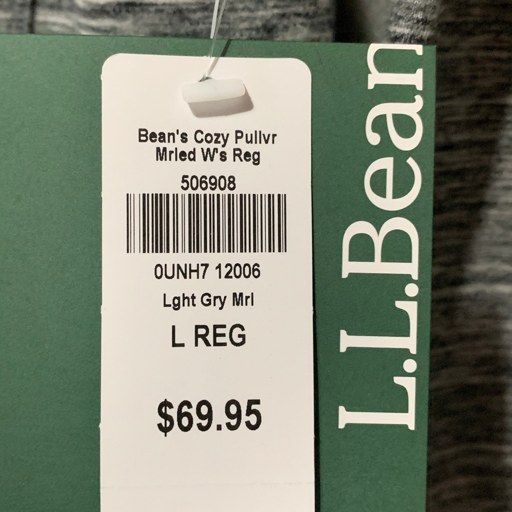 LL Bean Beans Cozy Pullover Marled Gray Cowl Neck Hoodie Sweatshirt L 506908 - Picture 10 of 15
